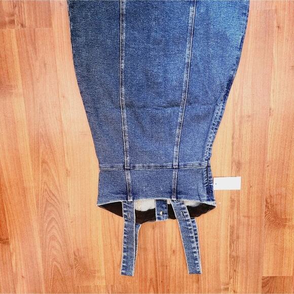 GOOD AMERICAN NEW BUTTON DOWN ADJ STRAPE JEAN JUMPER SIZE 0 - Picture 4 of 6
